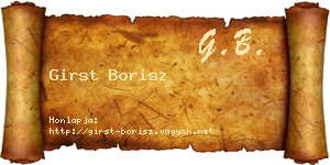 Girst Borisz névjegykártya